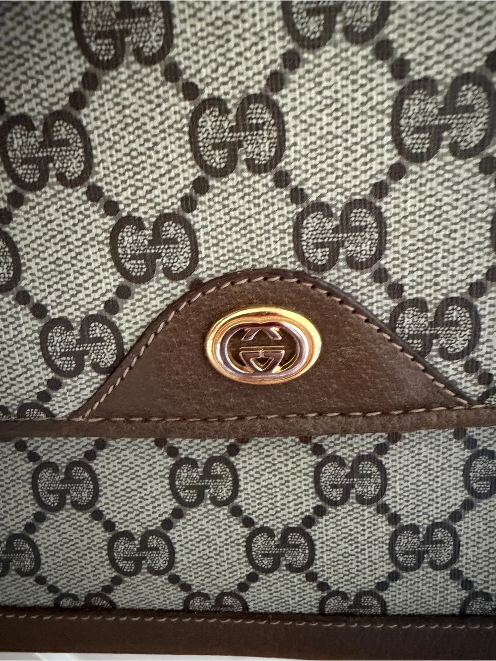 Gucci Beige & Brown Monogram Messenger Bag